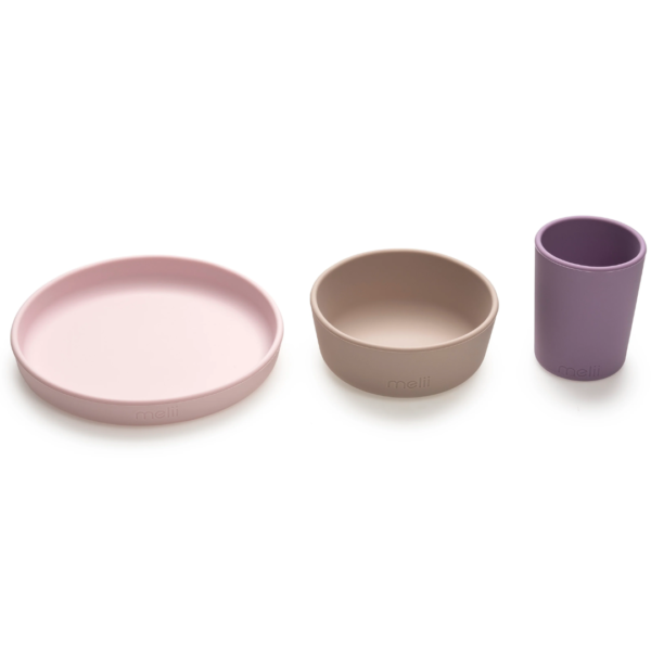 Melii Set 3pzas Platos y Vaso de Silicón Rosa - Imagen 2
