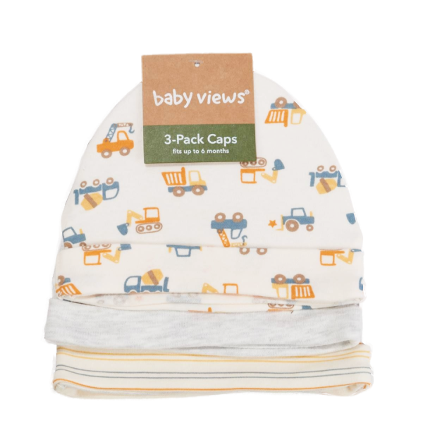 Baby views Set de 3 Pzas de Gorritos Rosas Palido Con Estampado de Venaditos Y Flores
