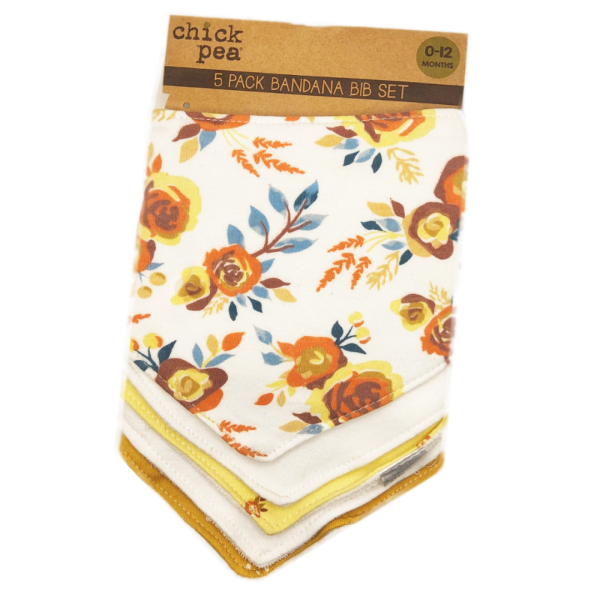 Chick pea Paquete de 5 Pzas de Bandanas Amarillas Con Flores