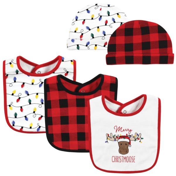 Hudson Baby Set 5 Pzas Baberos Y Calcetas Luces Navideñas