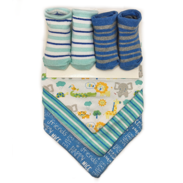 Petite l'amour Set de 5 Pzas de Baberos y Calcetines Menta/Zoologico