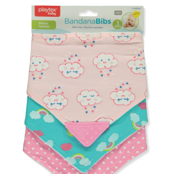 Playtex Paquete de 3 Pzas de Bandanas Con Mordedera Estampado de Nubes Y Arcoiris - Imagen 2