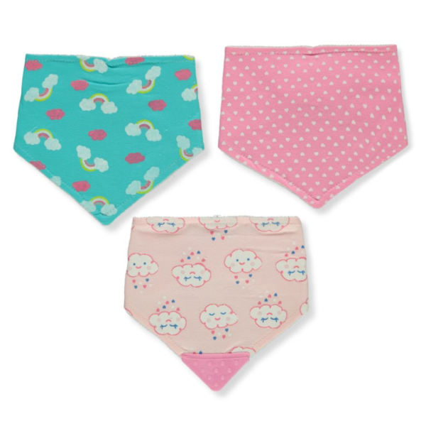 Playtex Paquete de 3 Pzas de Bandanas Con Mordedera Estampado de Nubes Y Arcoiris