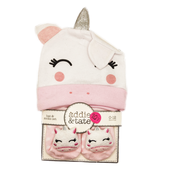 Addie & tate Set de 2 Pzas de Babero Y Calcetines Unicornio