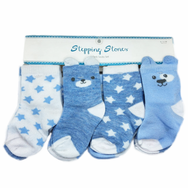 Stepping Stones 8 Pares De Calcetines  Azules Con Estampado De Oso Y Estrellas