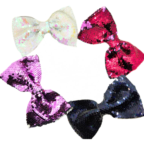 Love in a Bow Moño Sencillo Grande De Lentejuela Revesible - Imagen 3