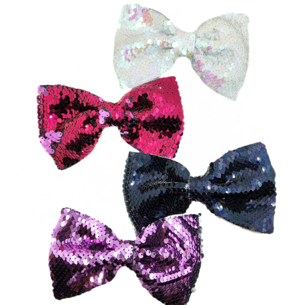 Love in a Bow Moño Sencillo Grande De Lentejuela Revesible - Imagen 2