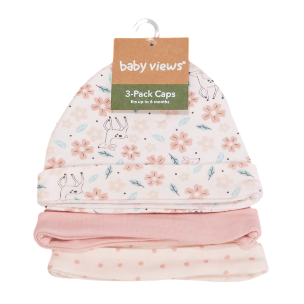Baby views 3 Pzas De Gorritos Rosas Con Diseño De Flores Y Venaditos