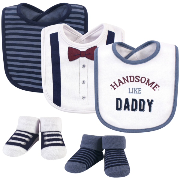 Little Treasure 2 Pares De Calcetines Y 3 Baberos Con Estampado De Handsome Like Daddy