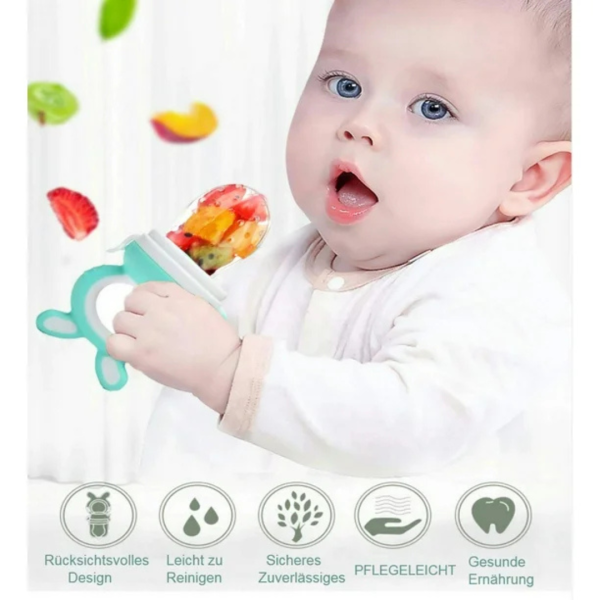 Chupón Para Fruta Con Agarradera De Conejo Menta Con Blanco - Imagen 6
