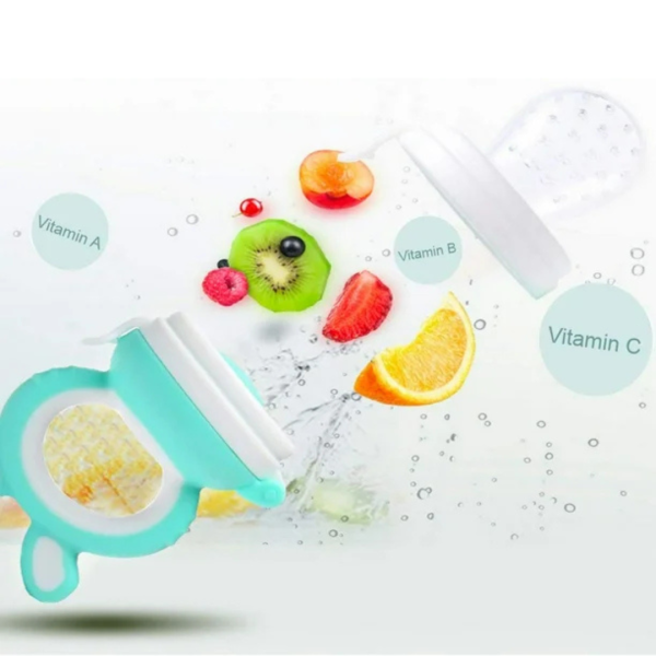 Chupón Para Fruta Con Agarradera De Conejo Menta Con Blanco - Imagen 5