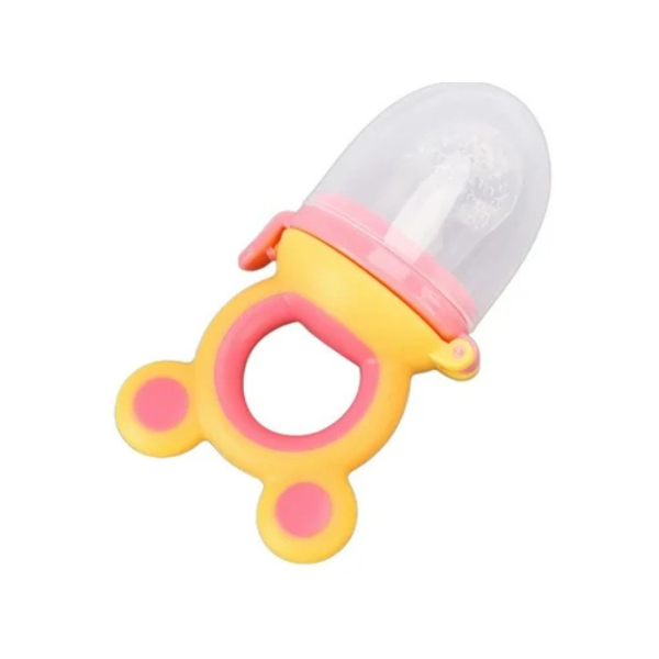 Chupón Para Fruta Con Agarradera De Oso Rosa Con Amarillo
