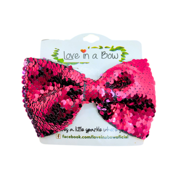 Love in a Bow Moño Sencillo Grande De Lentejuela Revesible - Imagen 9