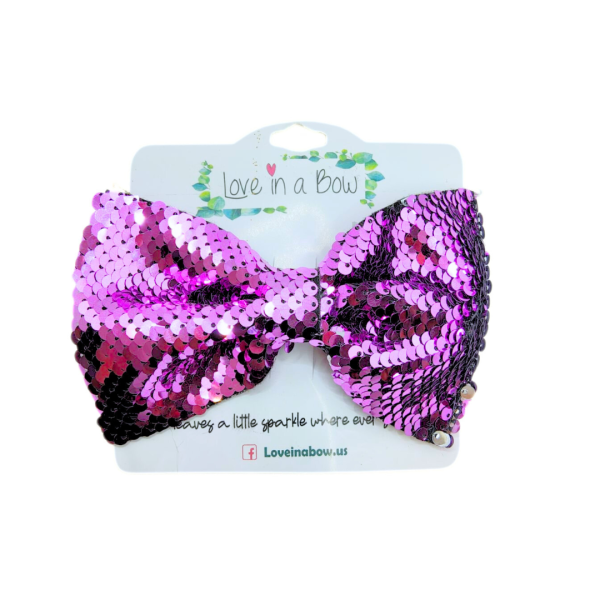 Love in a Bow Moño Sencillo Grande De Lentejuela Revesible - Imagen 7