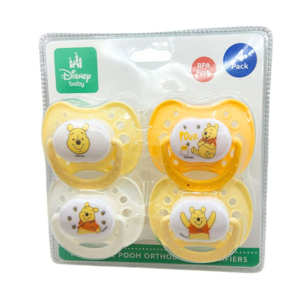 Disney Baby 4 Pzas De Chupones Amarillos Con Diseño De Winnie Pooh