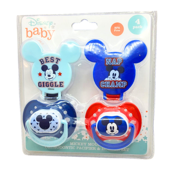 Disney Baby 2 Pzas De Chupones Con Clip Azules Con Disñeo De Mickey Mouse