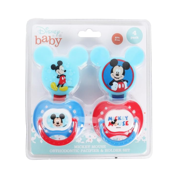 Disney Baby 2 Pzas De Chupones Con Clip Azul Con Diseño De Micky Mouse