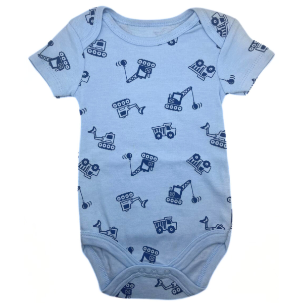 Baby Views 3 Pzas De Pañaleros Azules Con Estampado De Rayas Y Tractor De Construcción - Imagen 2