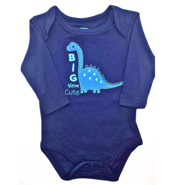 Baby Views 3 Pzas De Pañaleros De Manga Larga Azules Con Diseño De Dinosauios Y Rayas - Imagen 2