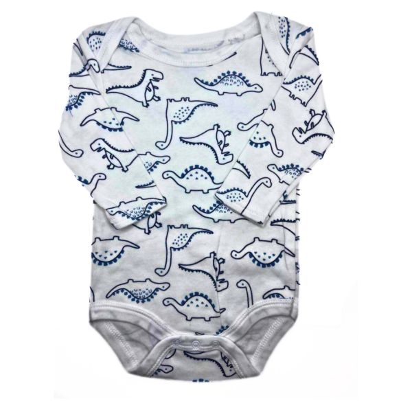Baby Views 3 Pzas De Pañaleros De Manga Larga Azules Con Diseño De Dinosauios Y Rayas - Imagen 3