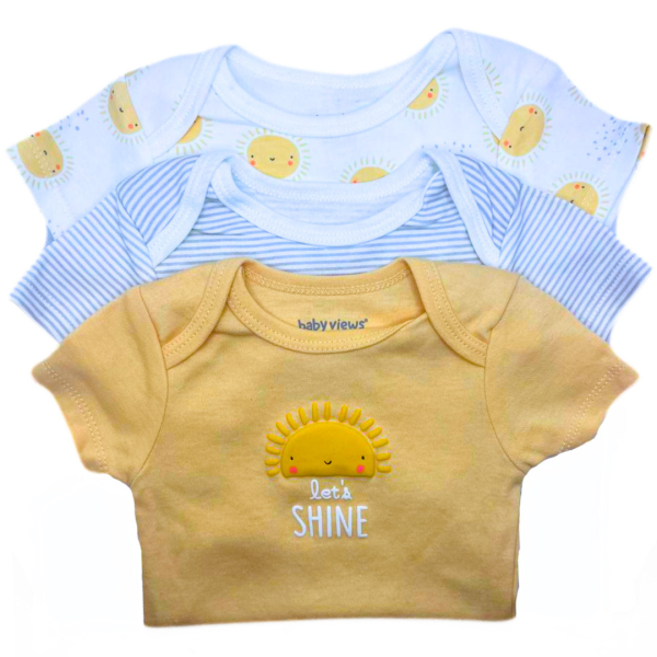 Baby Views 3 Pzas De Pañaleros Amarillos Y Blancos Con Estampado De Sol
