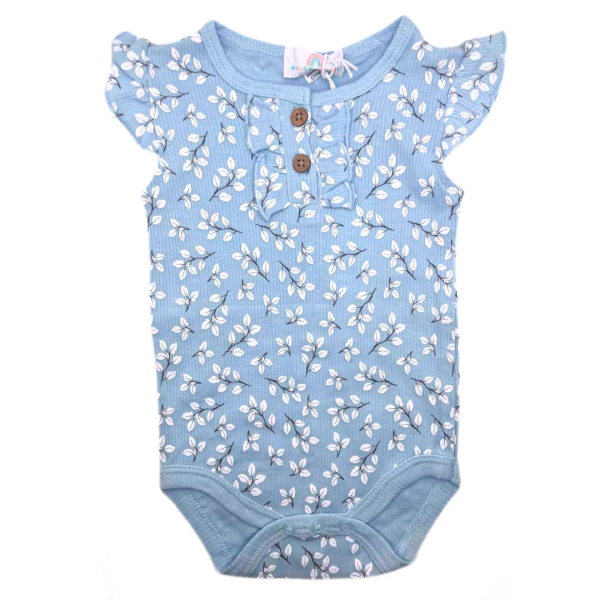 Willow+Whimsy Set De 3 Pzas Pañalero, Short Y Tiara Azul Con Flores - Imagen 2