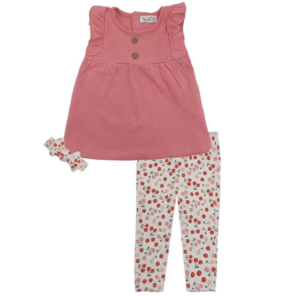 René Rofé Set De 3 Pzas Pantalón Y Tiara De Cerezas, Blusa Rosa
