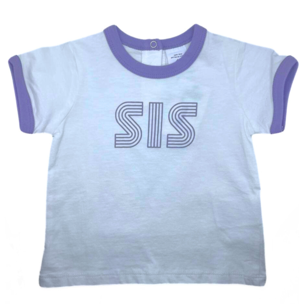 Baby Playera Blanca Con Lila letras Sis