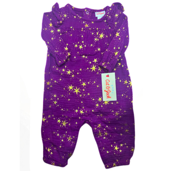 Cat & Jack Mameluco De Muselina Morado Con Estrellas Doradas - Imagen 2