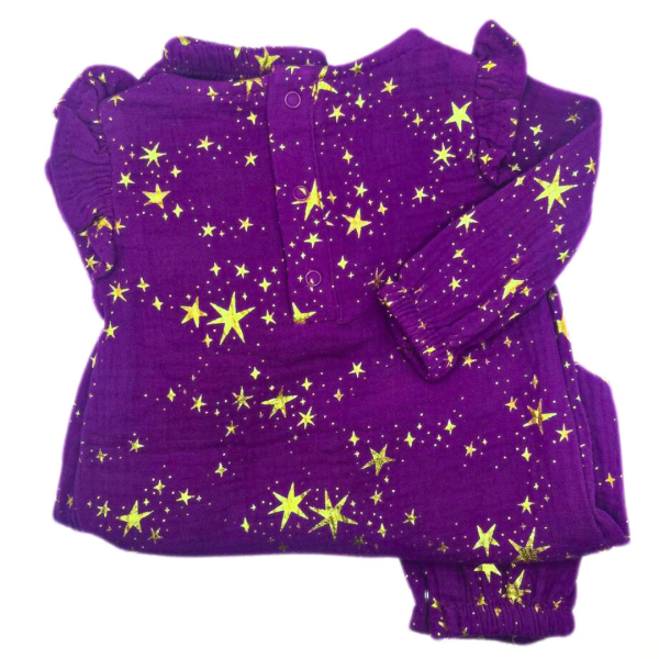 Cat & Jack Mameluco De Muselina Morado Con Estrellas Doradas