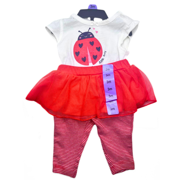 Carter's Set De 2 Pzas Pañalero Blanco Con Catarina Y Falda Con Mayones Rojo