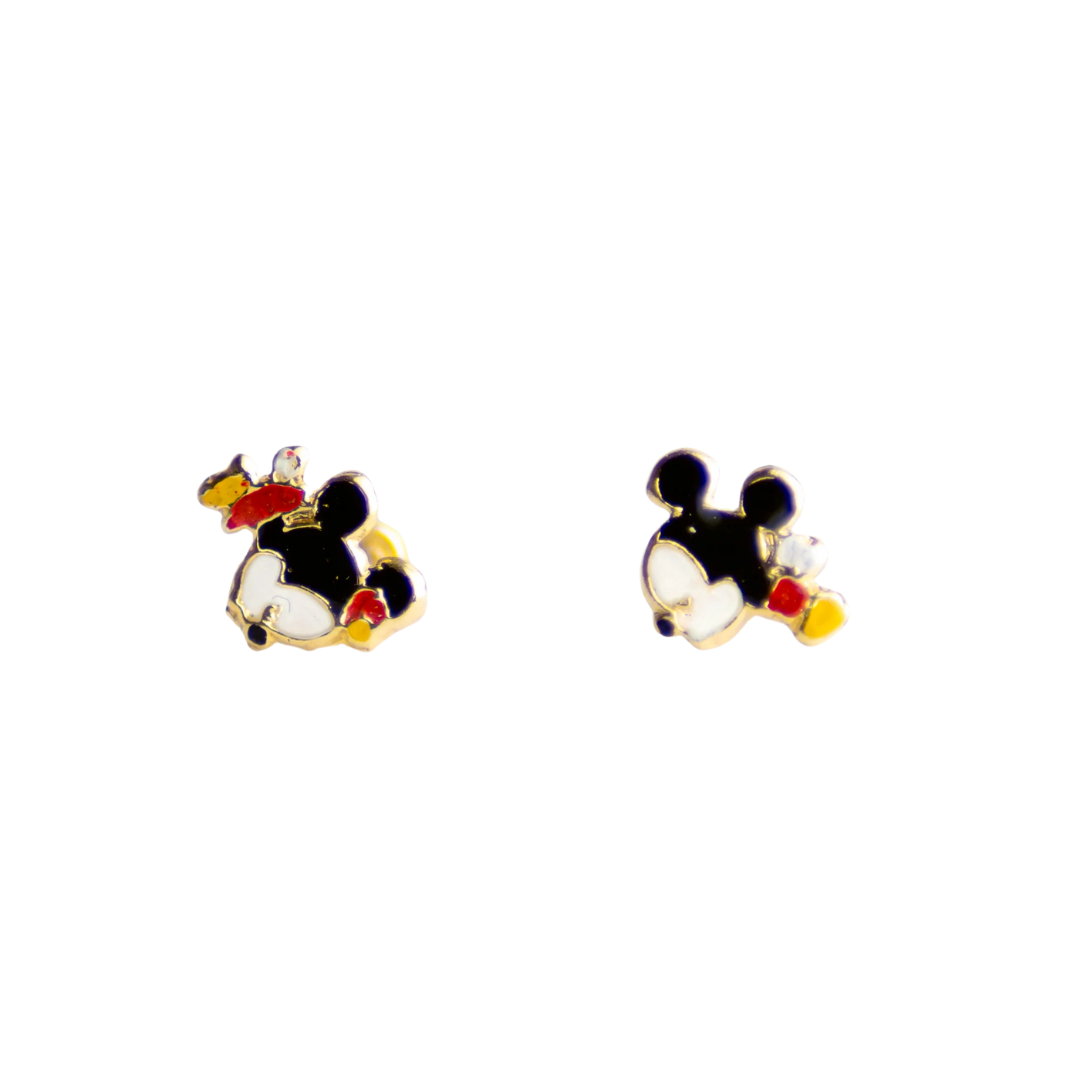 Aretes 10k Minnie Y Mickey Mouse Dandose Un Beso - Imagen 3
