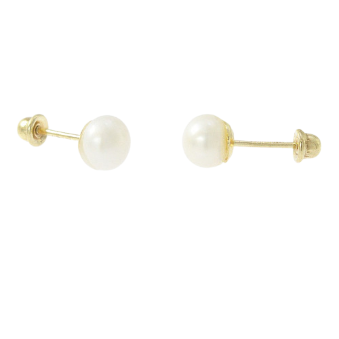 Aretes De Oro 10K Perlas De 2mm - Imagen 3