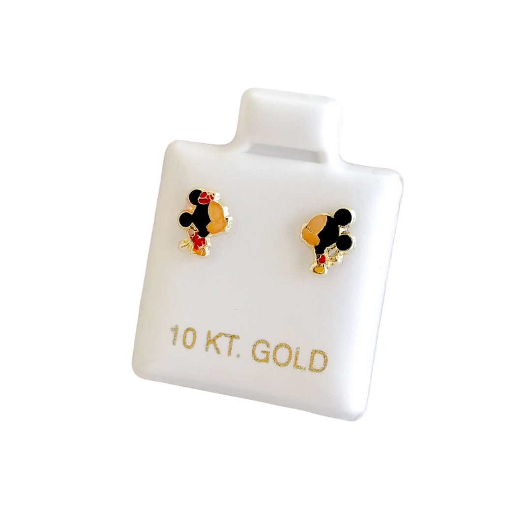 Aretes 10k Minnie Y Mickey Mouse Dandose Un Beso - Imagen 5